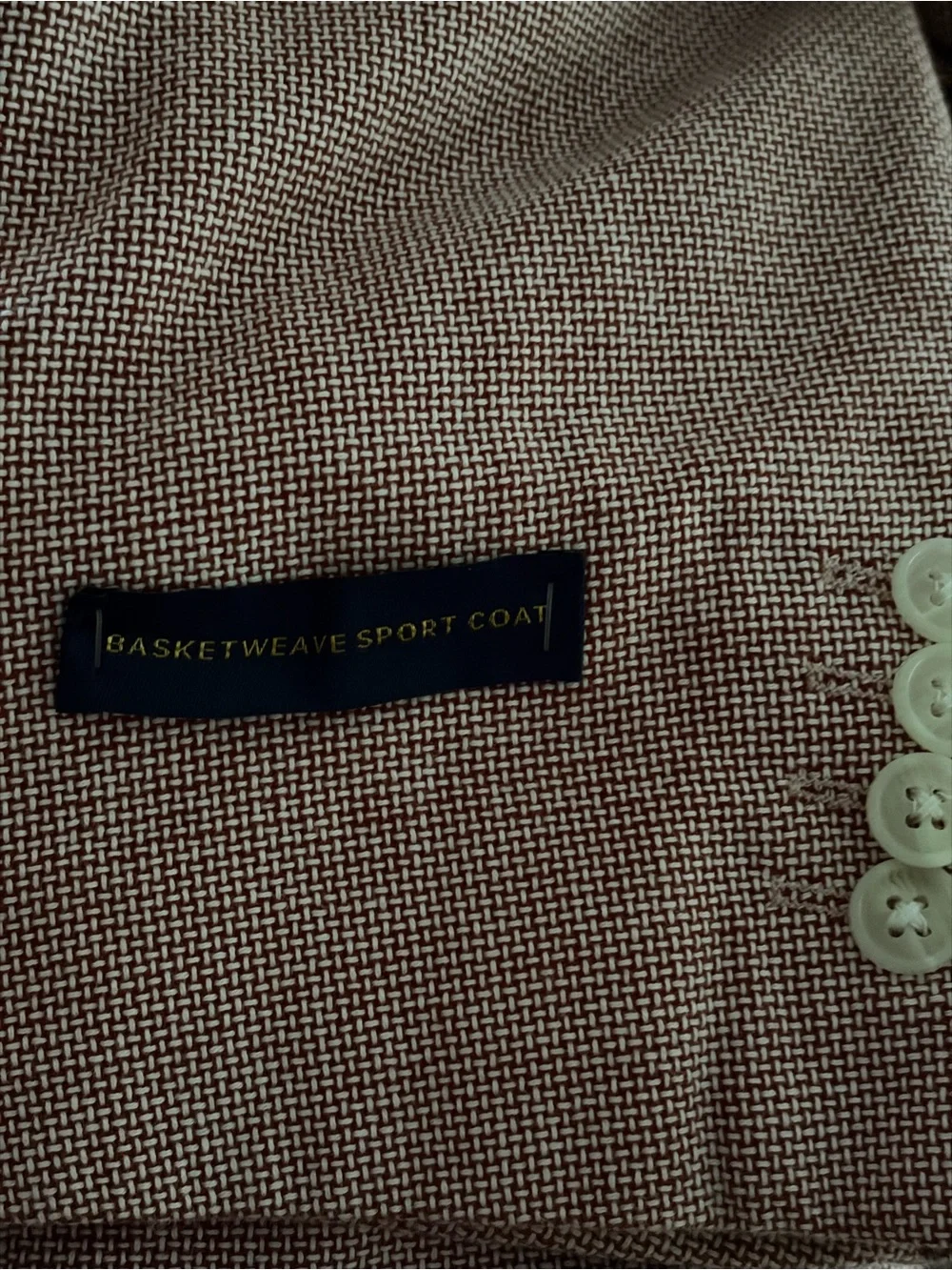 Stafford red white basket weave Single Breast Sport Coat blazer 48R 100% cotton